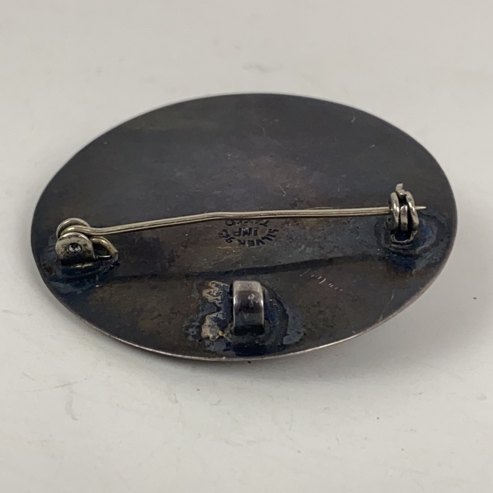 Vintage Sterling Silver Round Brooch 925 Imp Taxco View 6